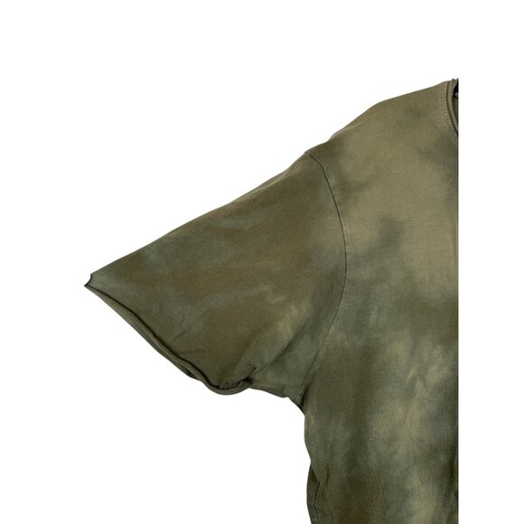 ZARA Army Green Tie Dye Short Sleeve Circle Neck Tee Shirt - Large - Picture 3 of 5